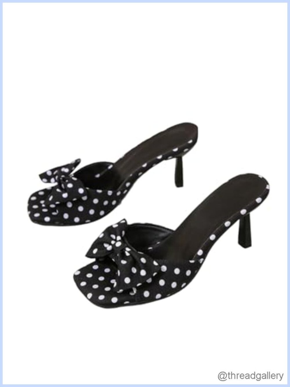 Women's Polka Dots Kitten Heel Slide Sandals Square Toe Slip On Mules